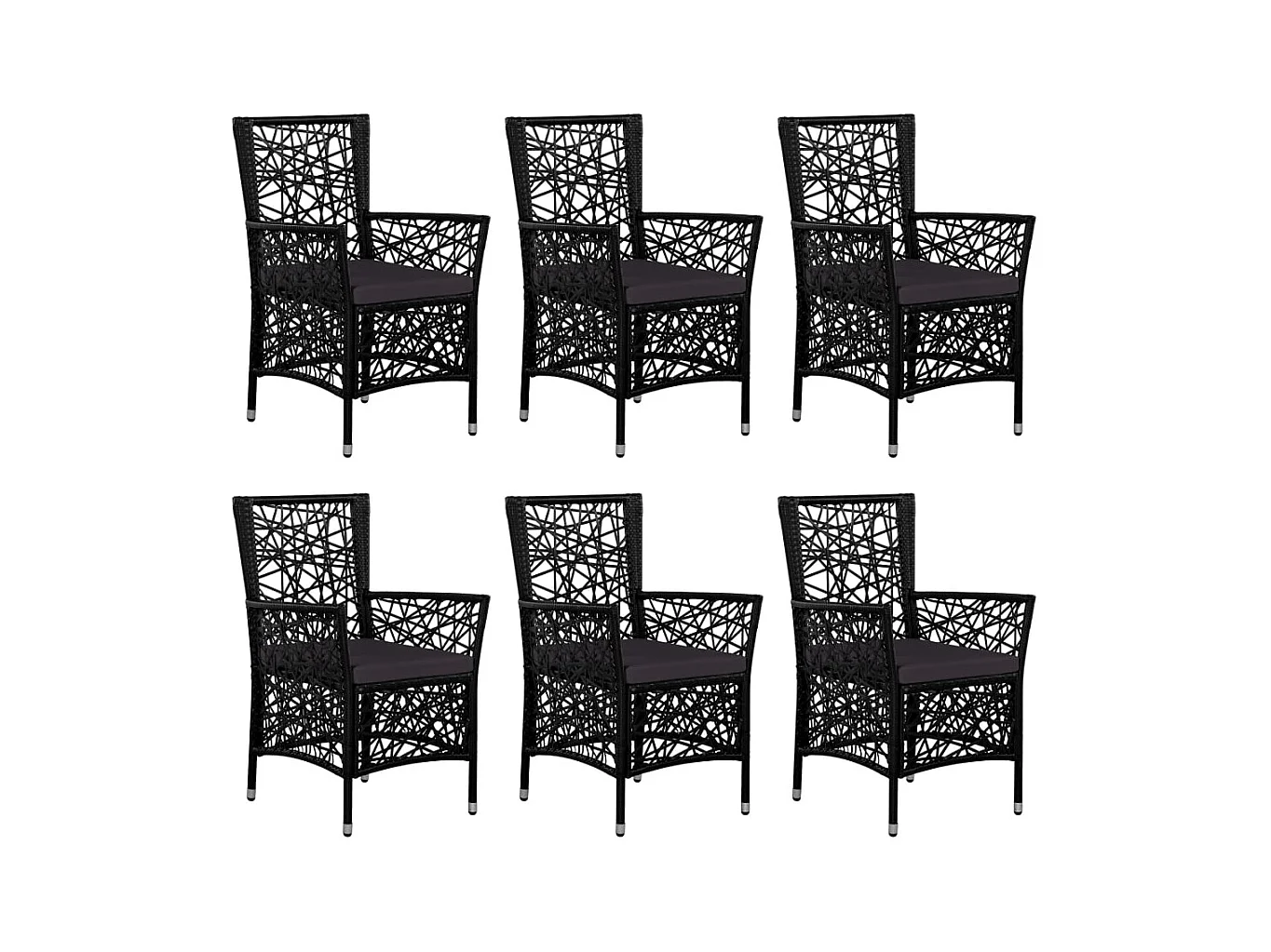 Worin  Ensemble à manger d'extérieur 7 pcs Résine tressée Noir