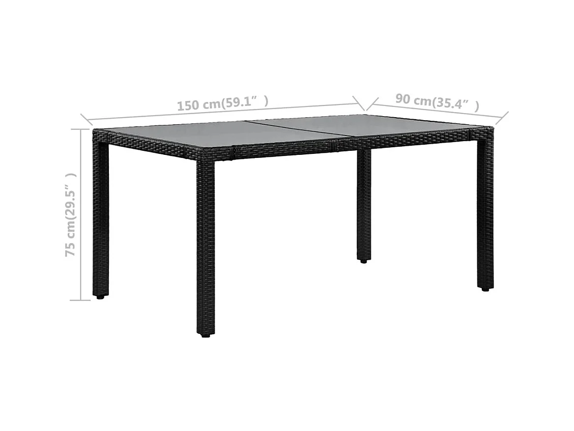 Worin  Ensemble à manger d'extérieur 7 pcs Résine tressée Noir