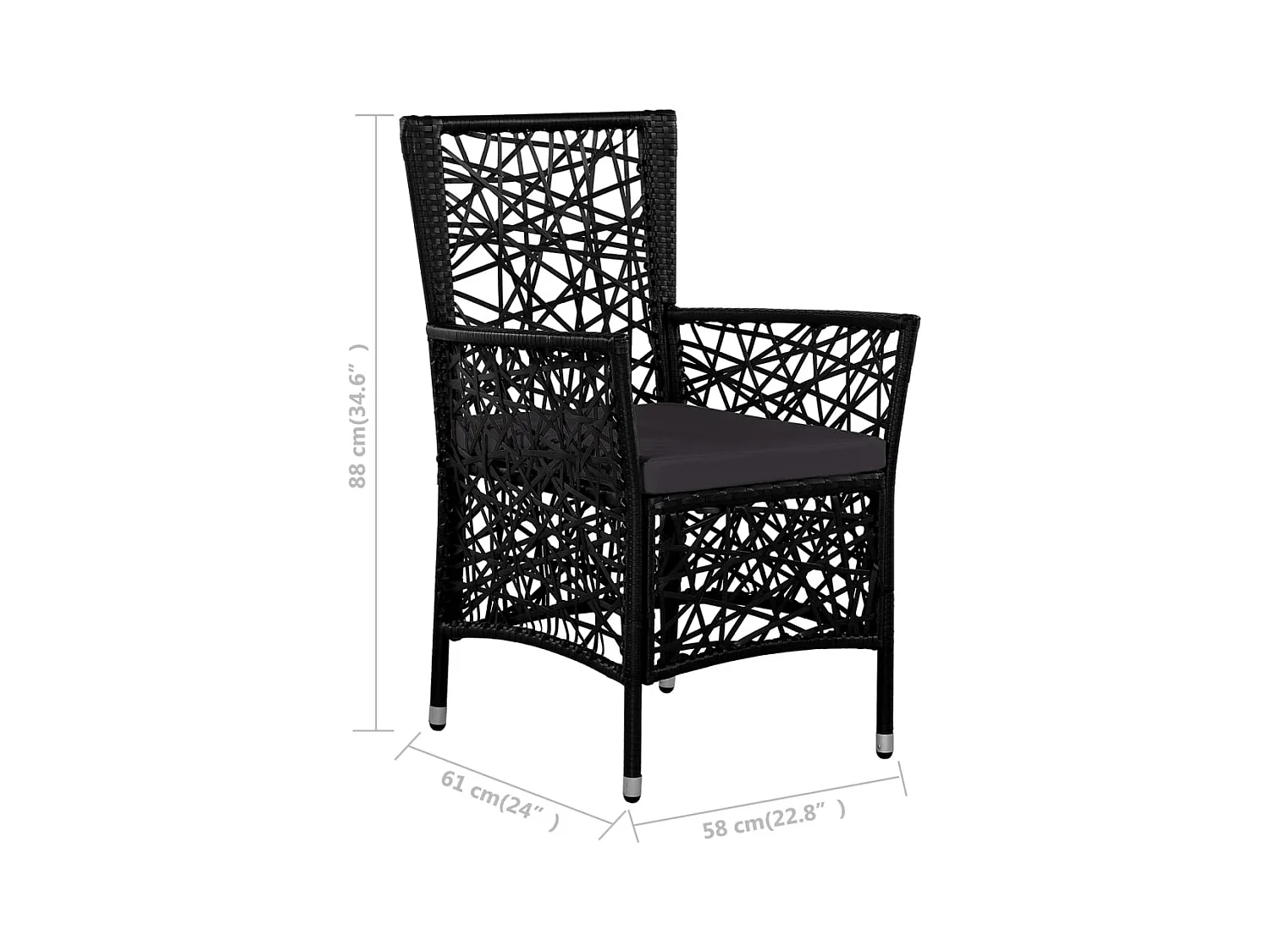 Worin  Ensemble à manger d'extérieur 7 pcs Résine tressée Noir