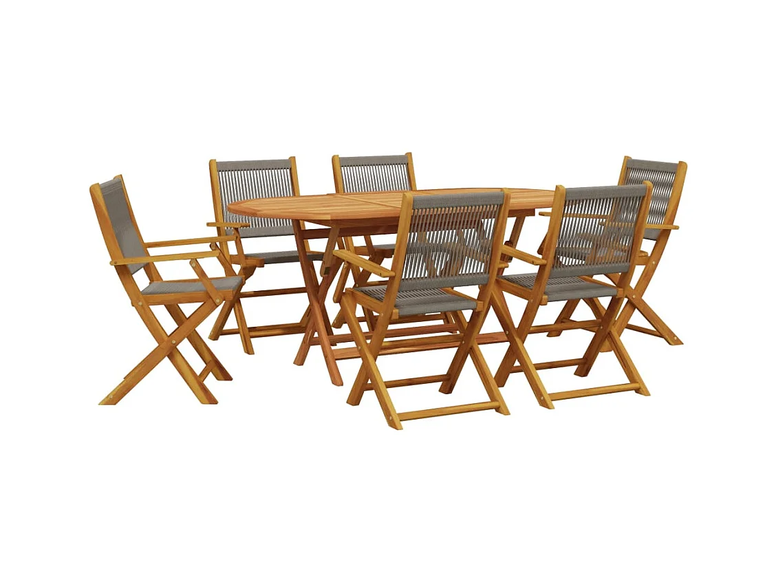 Bjarkin  Ensemble à Manger de jardin 7pcs gris polypropylène bois massif