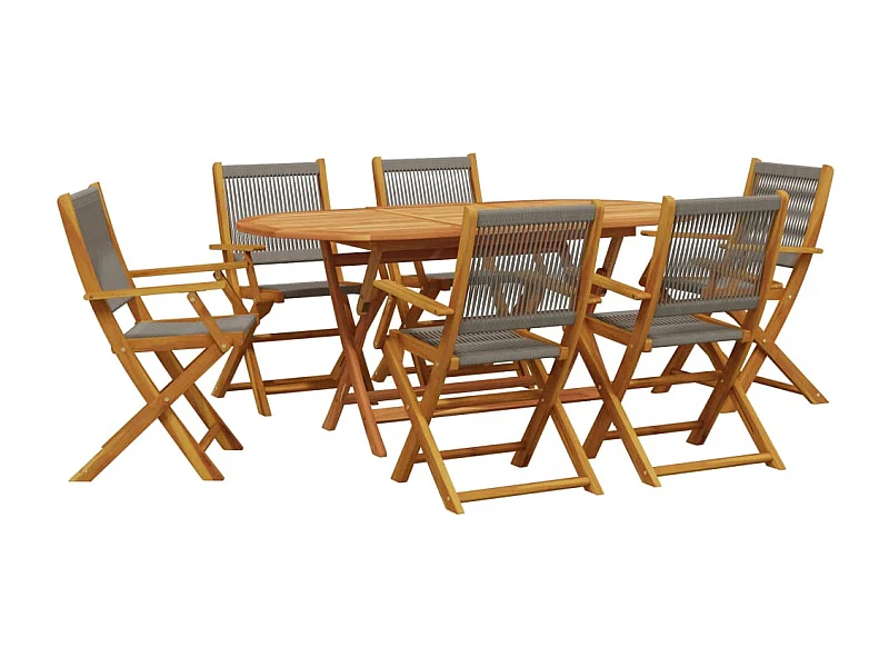 Bjarkin  Set de comedor jardín 7 pzas polipropileno madera maciza gris