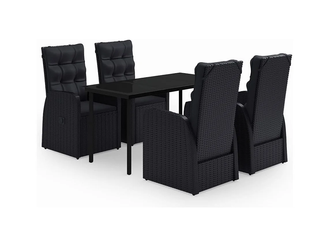 Batur  5-delige Tuinset met kussens zwart