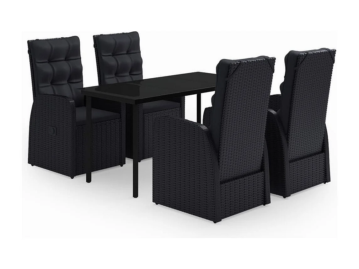 Batur  5-delige Tuinset met kussens zwart