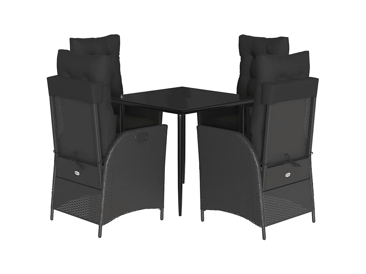 Garden Furniture -  Ensemble à manger de jardin coussins 5pcs Noir Résine tressée