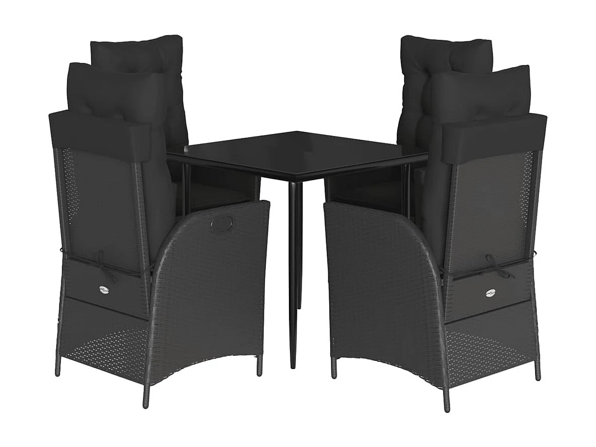 Garden Furniture -  Ensemble à manger de jardin coussins 5pcs Noir Résine tressée
