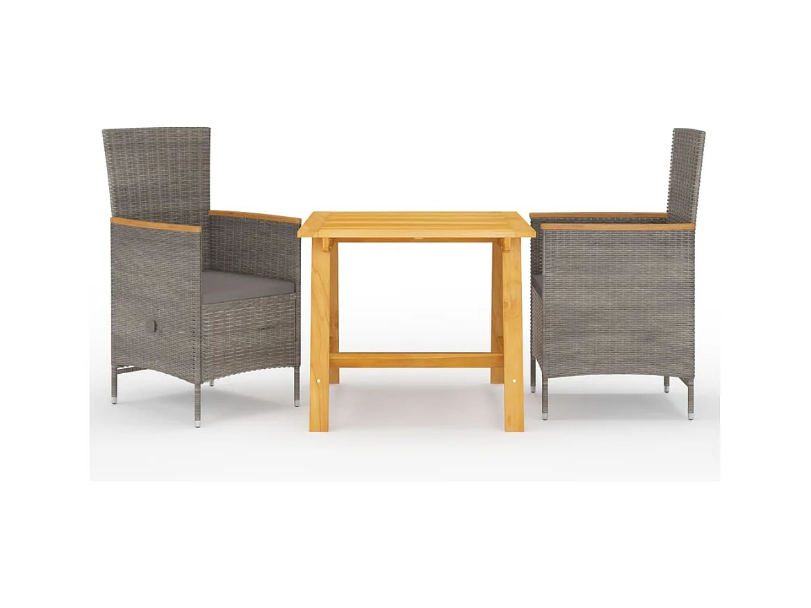 Yildiz  Ensemble à manger de jardin 3 pcs Gris