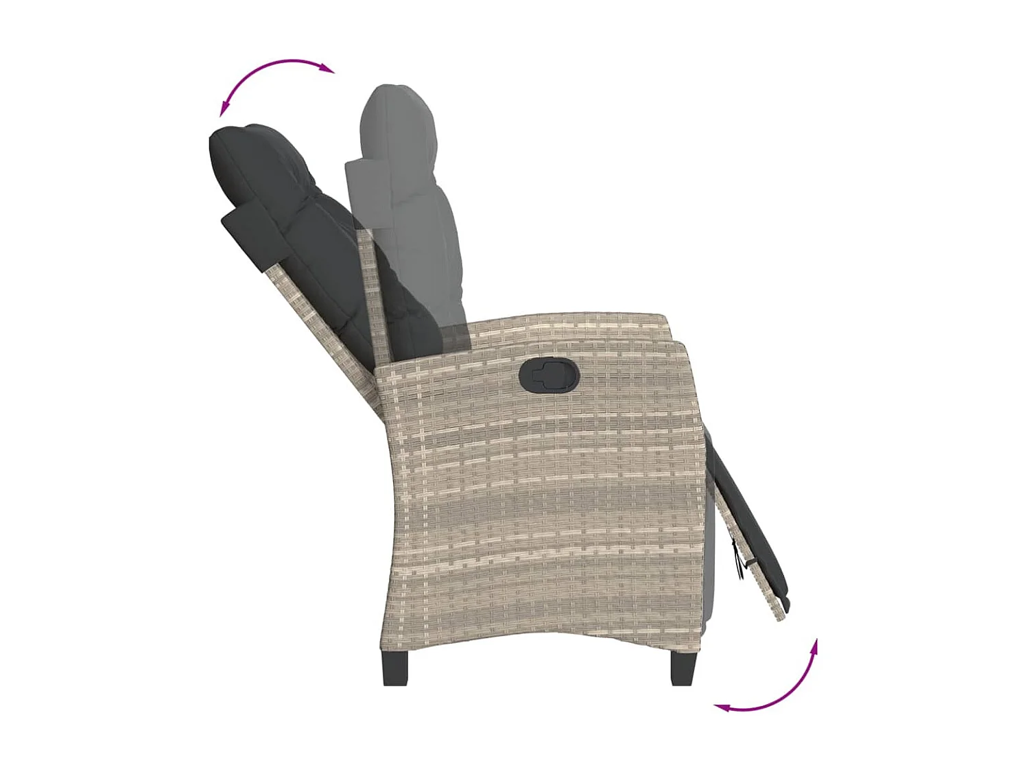 Prolenta Premium -  Ensemble à manger de jardin et coussins 5 pcs gris clair rotin