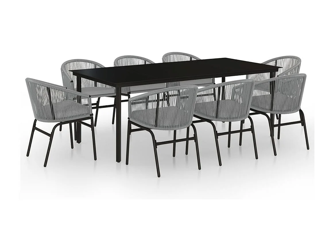 Florentin  Juego de comedor de jardín 9 piezas ratán sintético gris