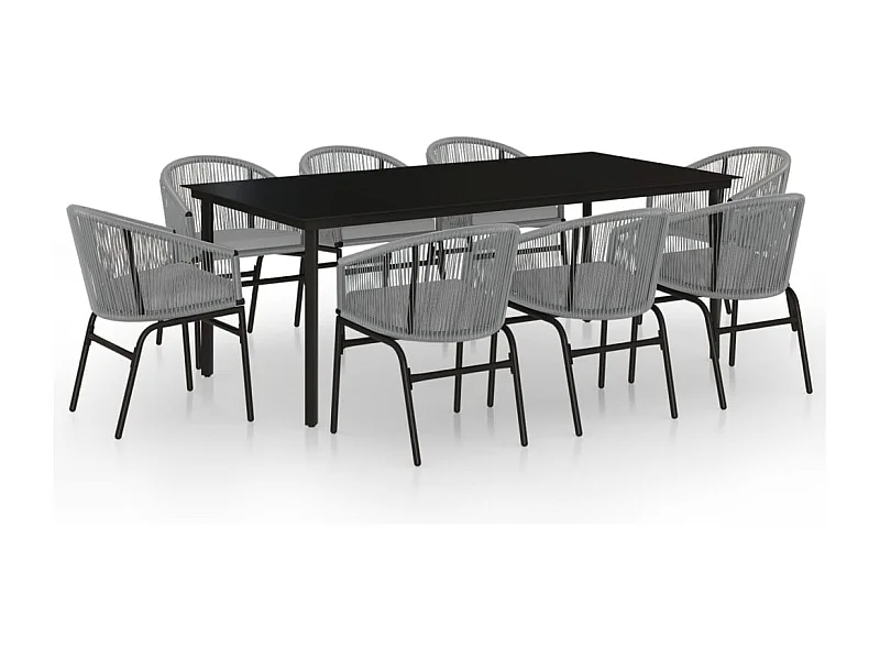 Florentin  Juego de comedor de jardín 9 piezas ratán sintético gris