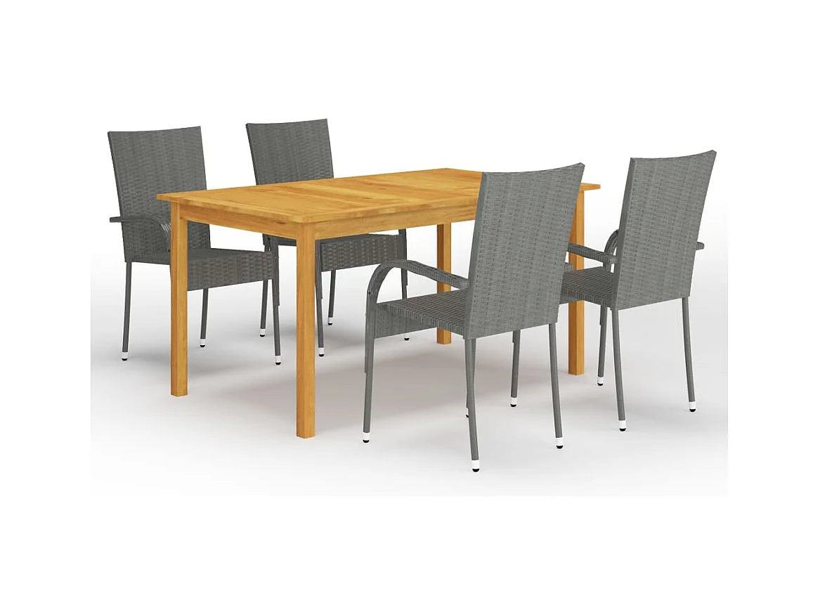 Asli  Ensemble à manger de jardin 5 pcs Gris