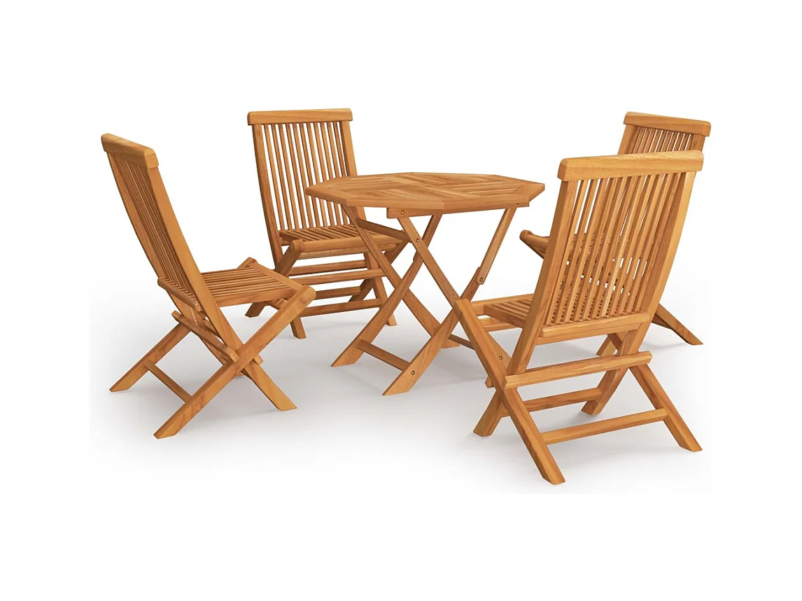 Cymir  Ensemble à manger de jardin 5 pcs Bois de teck massif