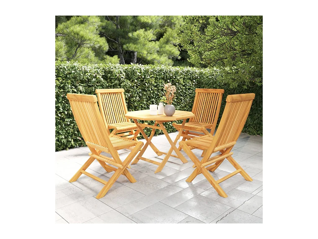Cymir  Ensemble à manger de jardin 5 pcs Bois de teck massif