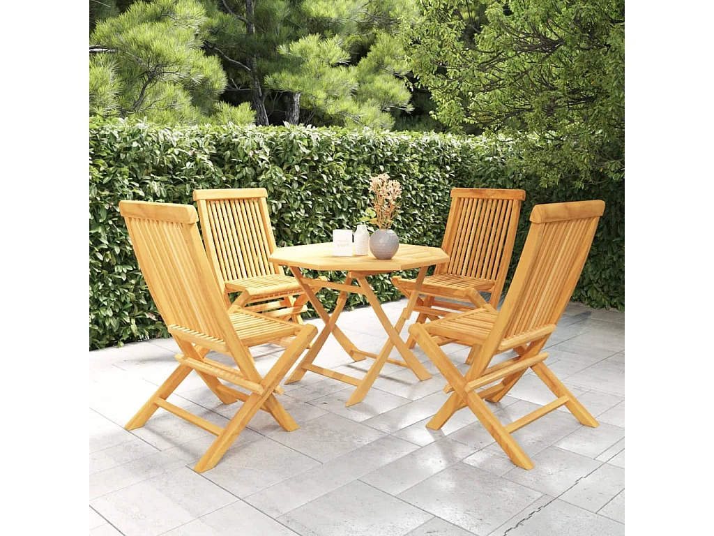 Cymir  Ensemble à manger de jardin 5 pcs Bois de teck massif