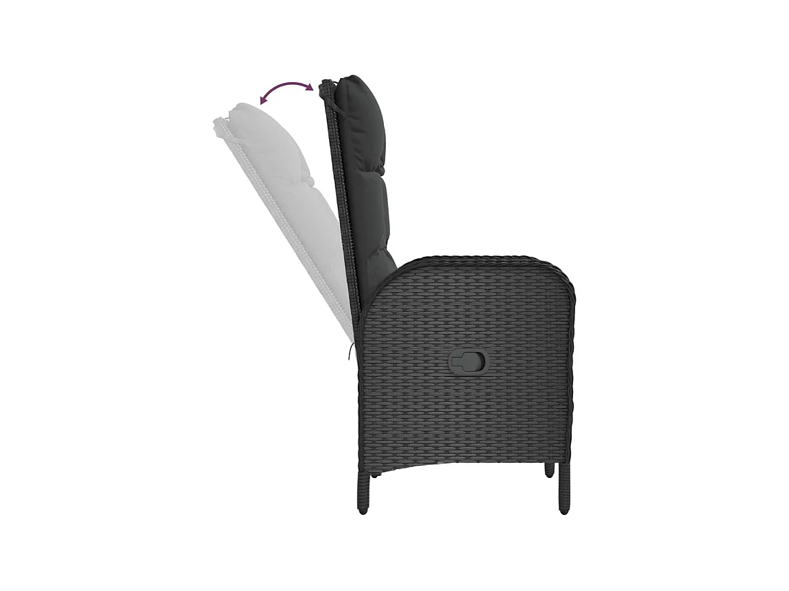 Cisternino  9-delige Tuinset met kussens poly rattan zwart en grijs