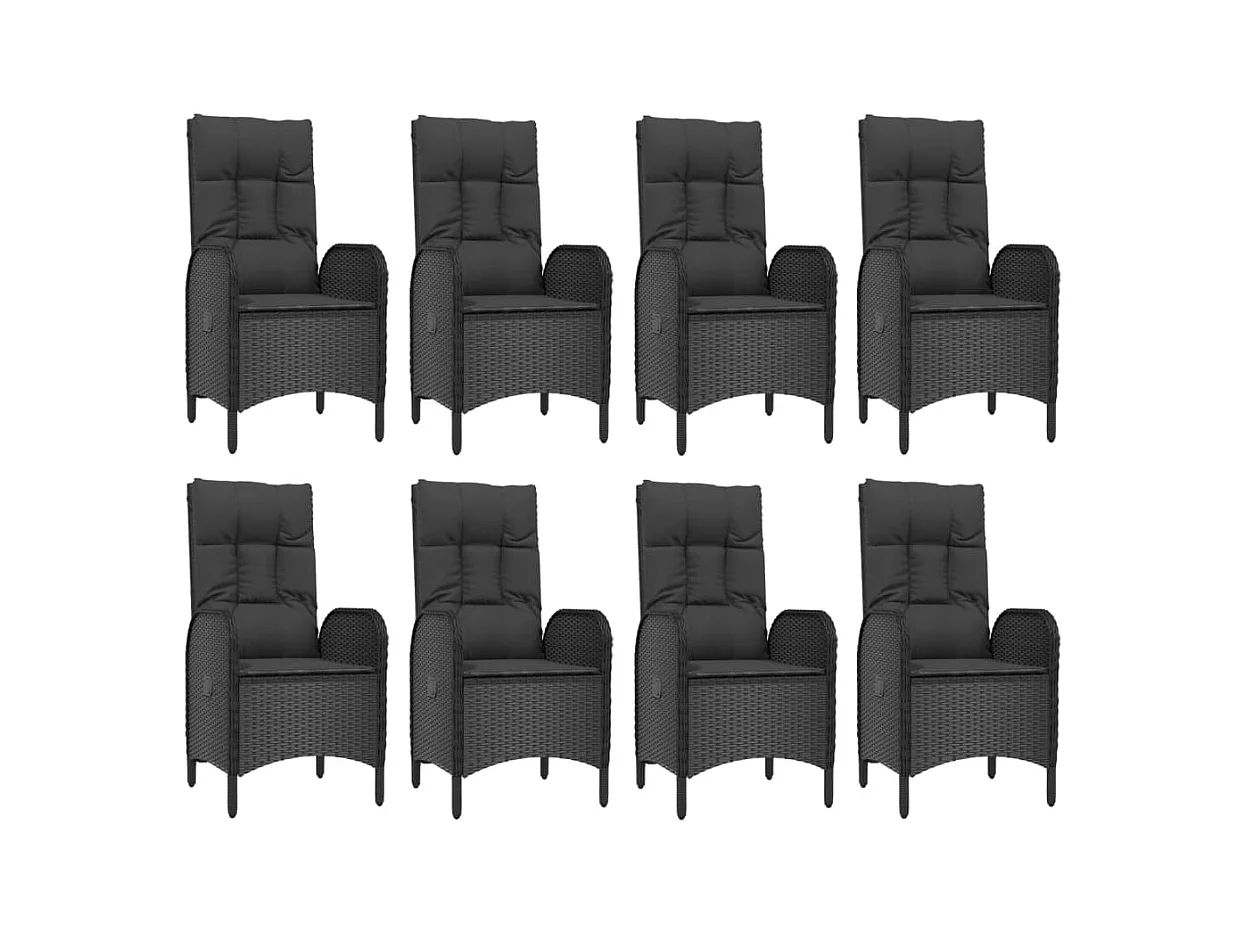 Cisternino  9-delige Tuinset met kussens poly rattan zwart en grijs