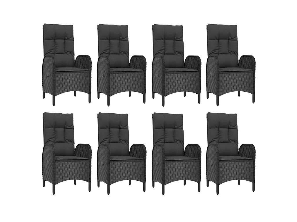 Cisternino  Set comedor jardín 9 pzas y cojines ratán sintético negro gris