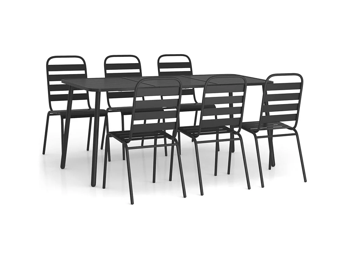 Adrien-Claude  Ensemble à manger de jardin 7 pcs anthracite acier