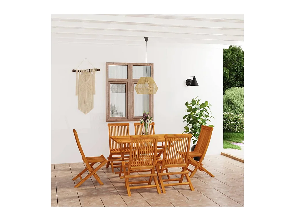 Denizhan  Ensemble à manger de jardin 7 pcs Bois de teck massif