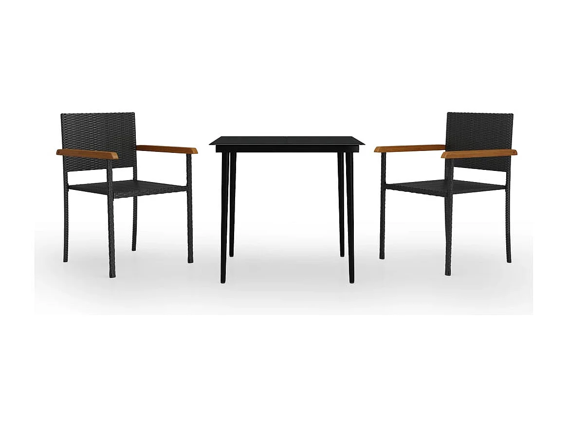 Timberwood Park  Ensemble à manger de jardin 3 pcs Noir