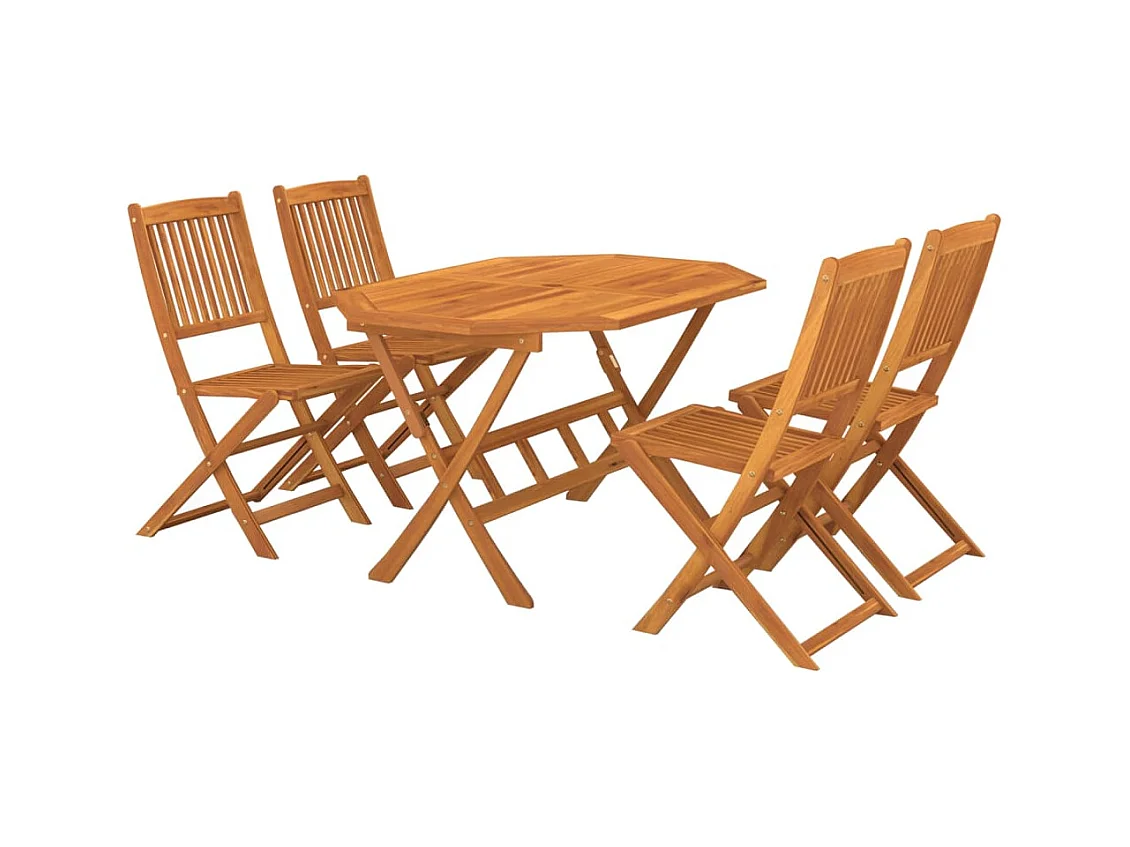 Margot-Claire  Juego de comedor de jardín 5 piezas madera maciza de acacia