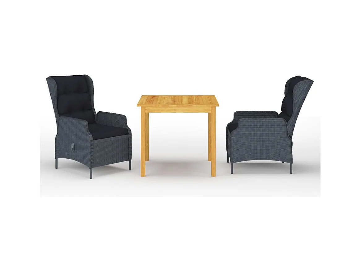 Sadullah  Ensemble à manger de jardin 3 pcs Gris foncé