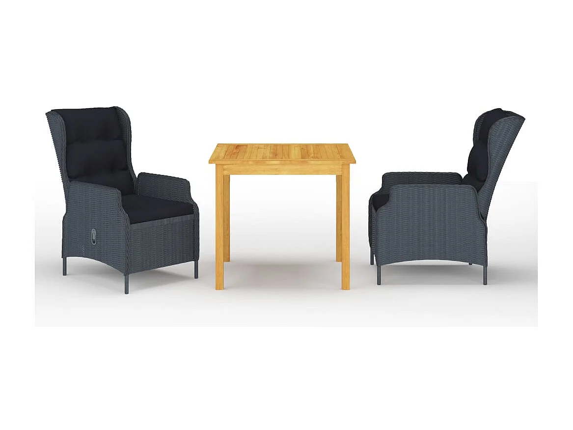 Sadullah  Ensemble à manger de jardin 3 pcs Gris foncé