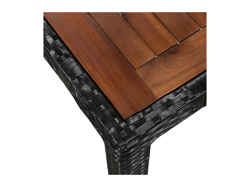 Irmelin  Ensemble à manger d'extérieur 7pcs Résine tressée acacia Noir