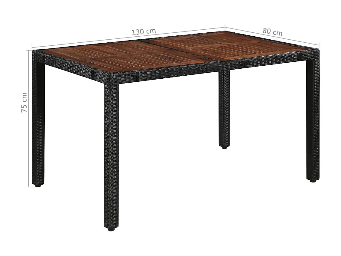 Irmelin  Ensemble à manger d'extérieur 7pcs Résine tressée acacia Noir