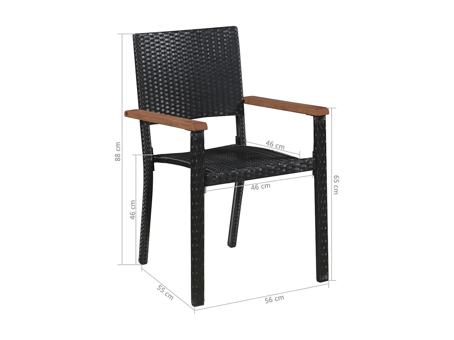 Irmelin  Ensemble à manger d'extérieur 7pcs Résine tressée acacia Noir