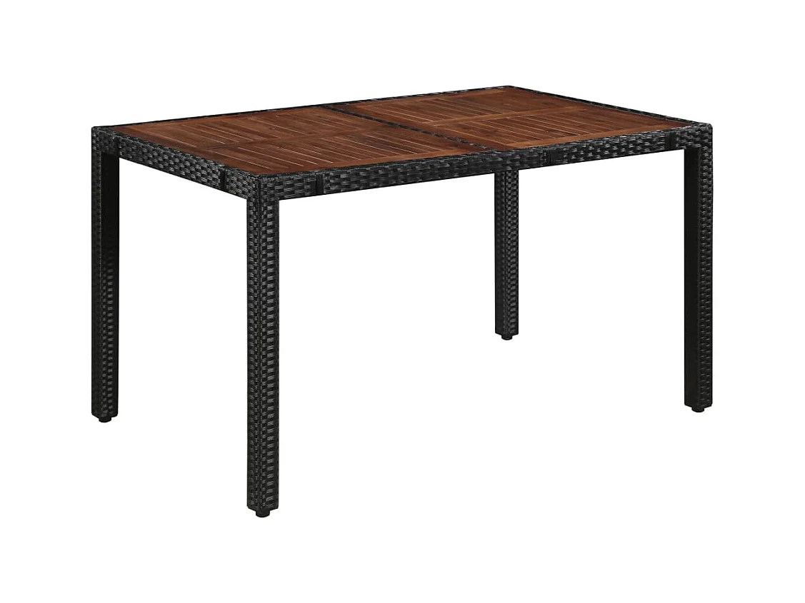 Irmelin  Set comedor jardín 7 pzas ratán sintético y madera acacia negro