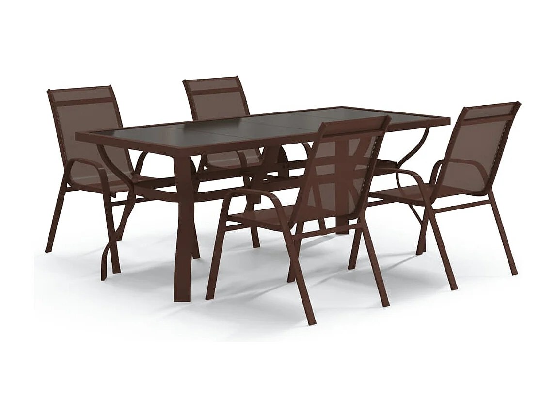 Katie Belle  Ensemble à manger de jardin 5 pcs Marron et noir