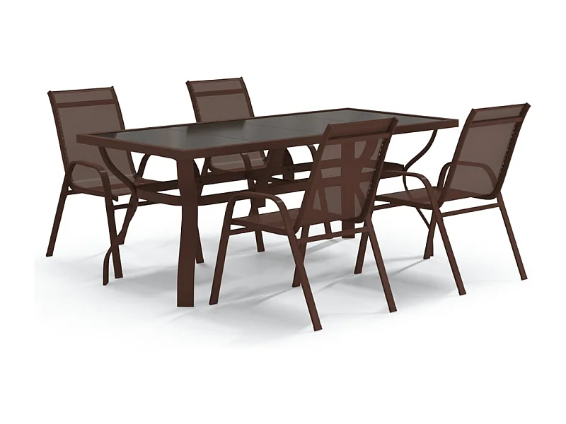 Katie Belle  Ensemble à manger de jardin 5 pcs Marron et noir