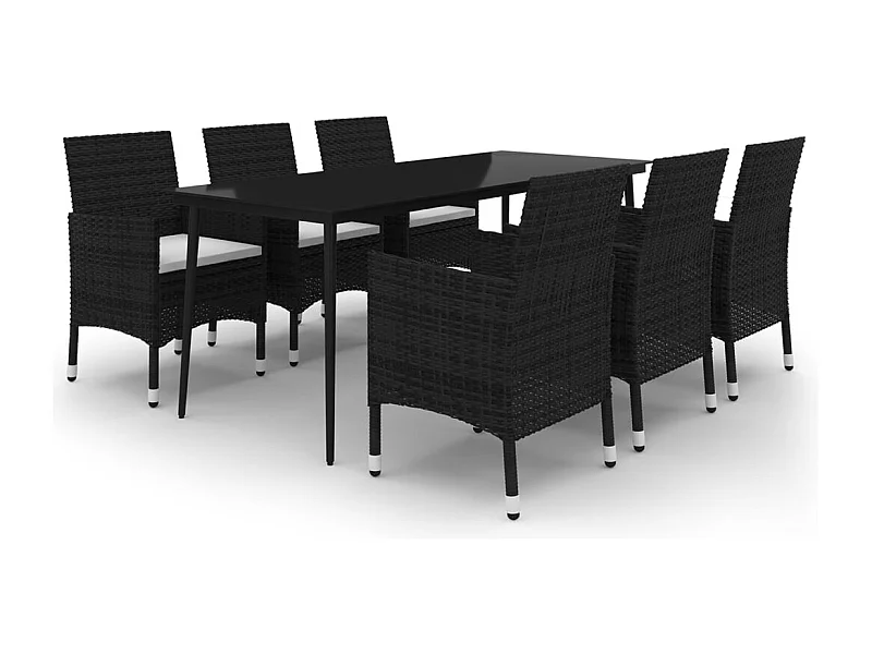 Carlinville  7-delige Tuinset met kussens poly rattan en glas
