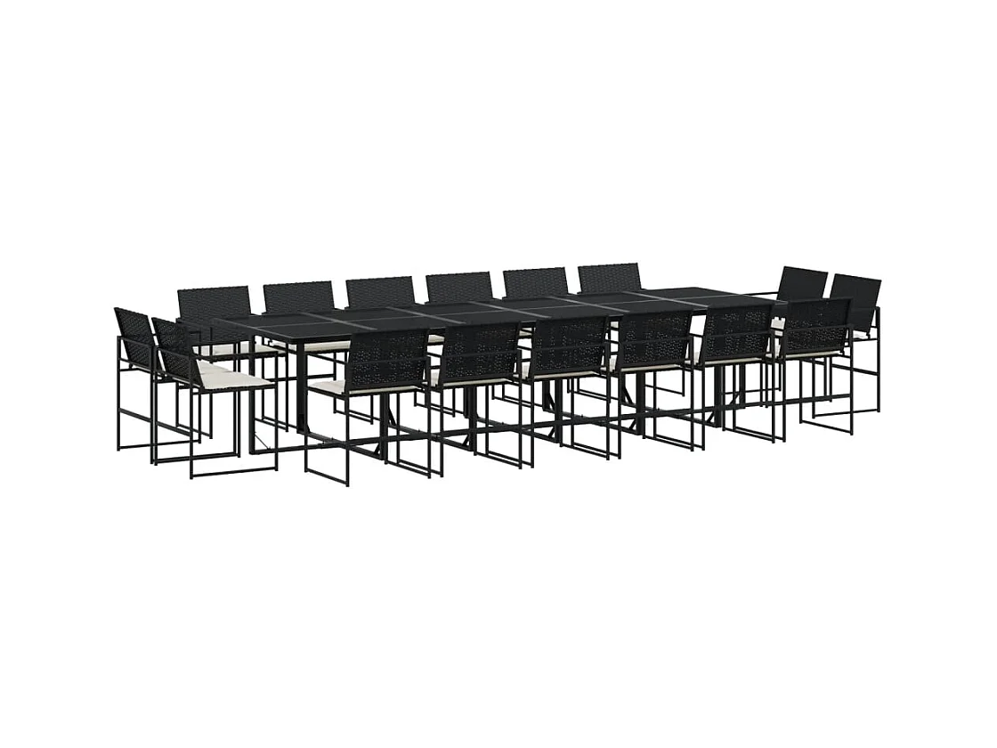 Warren  17-delige Tuinset met kussens poly rattan zwart