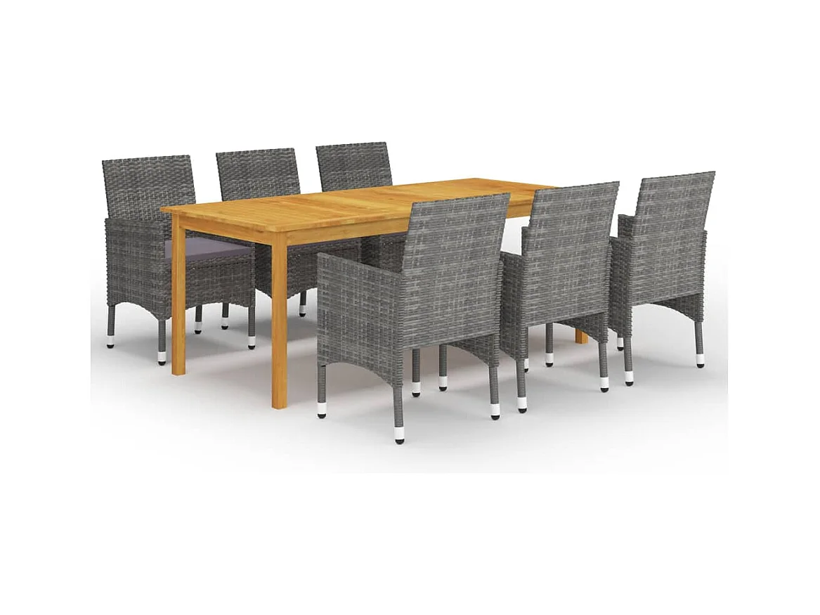 Qilren  Ensemble à manger de jardin 7 pcs Gris