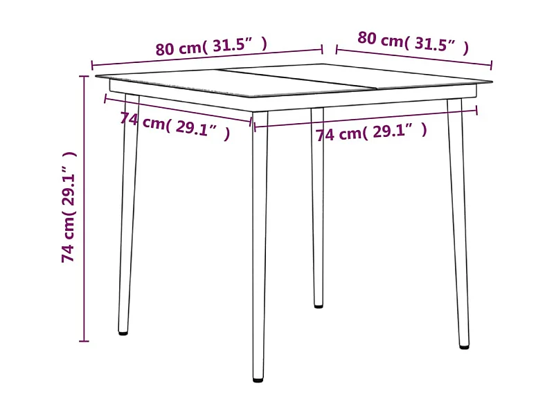 Vernon  Juego de comedor de jardín 5 piezas con cojines negro