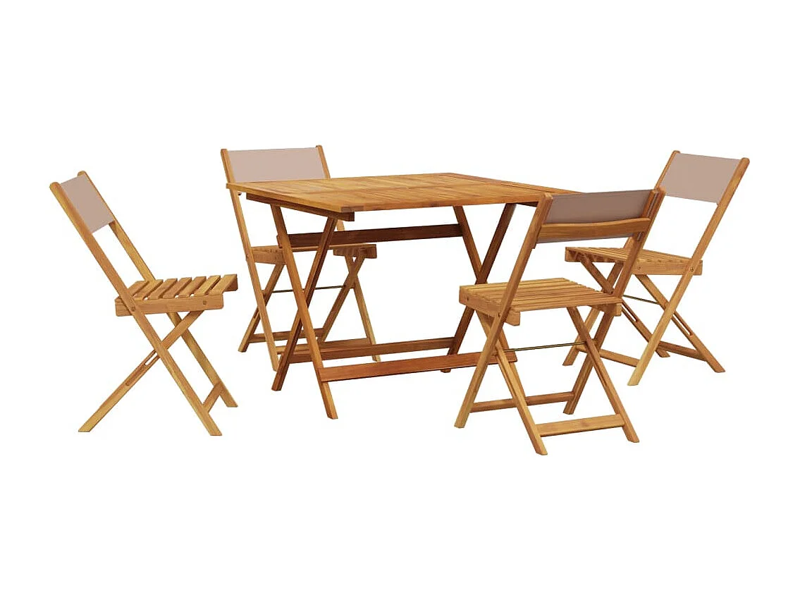 Bay Minette  Ensemble à manger de jardin 5 pcs taupe tissu et bois massif