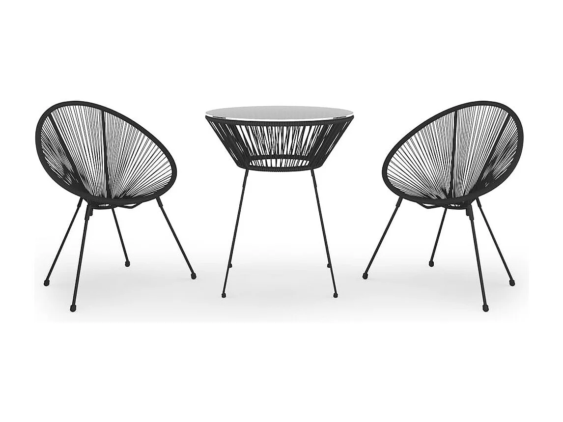 Uthir  Ensemble à manger de jardin 3 pcs Noir