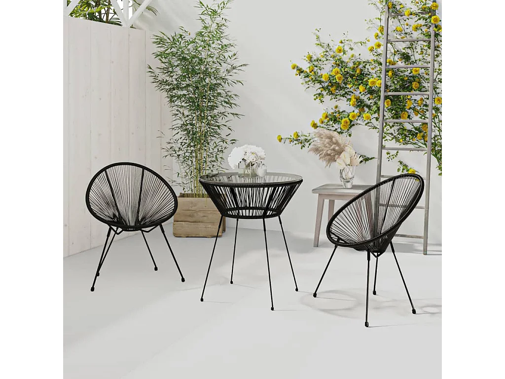 Uthir  Ensemble à manger de jardin 3 pcs Noir