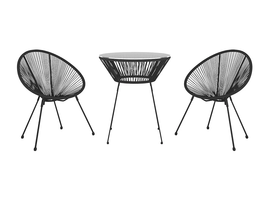 Uthir  Ensemble à manger de jardin 3 pcs Noir