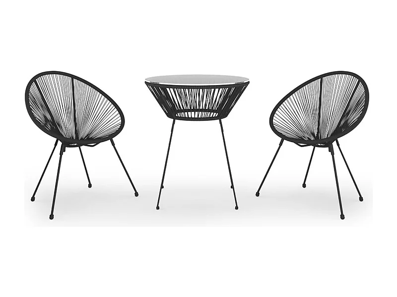 Uthir  Ensemble à manger de jardin 3 pcs Noir