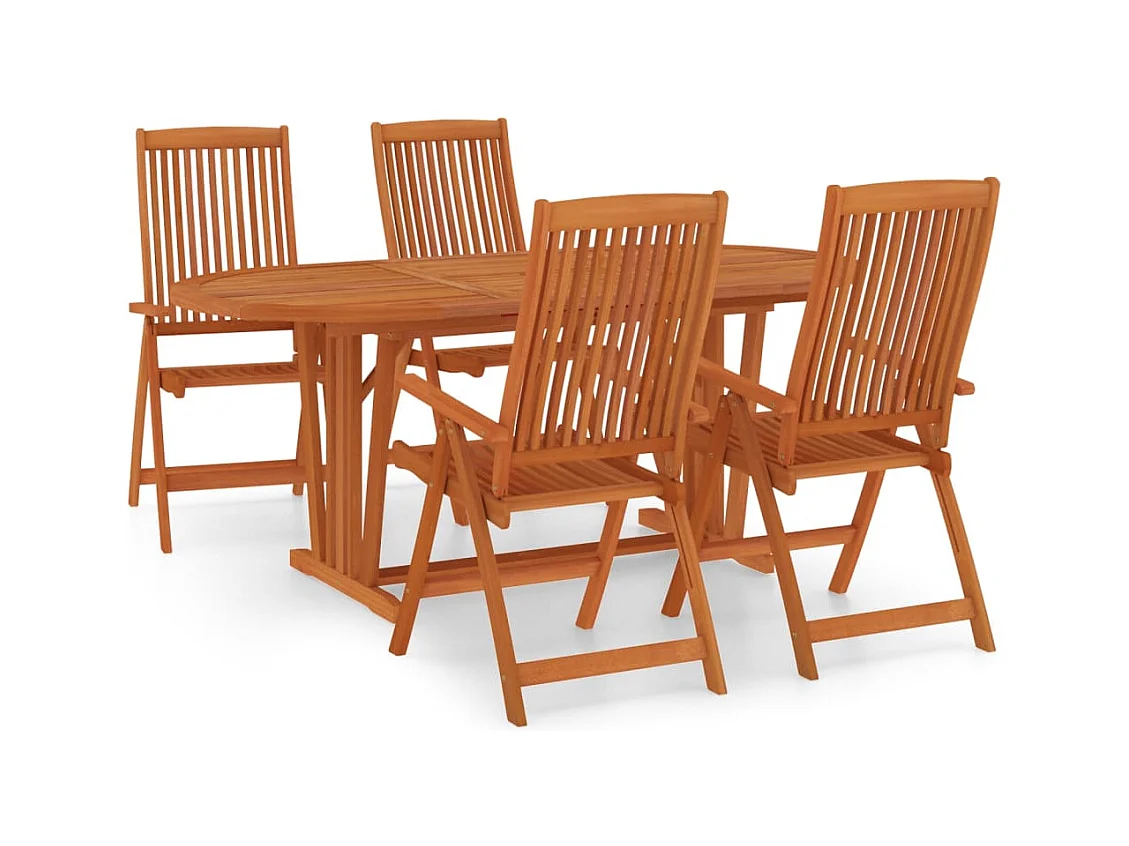 Tjalja  Ensemble à manger de jardin 5 pcs Bois d'eucalyptus massif