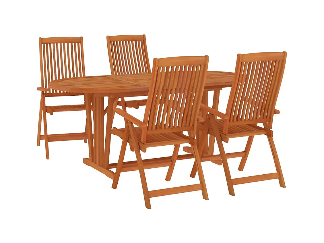 Tjalja  Ensemble à manger de jardin 5 pcs Bois d'eucalyptus massif