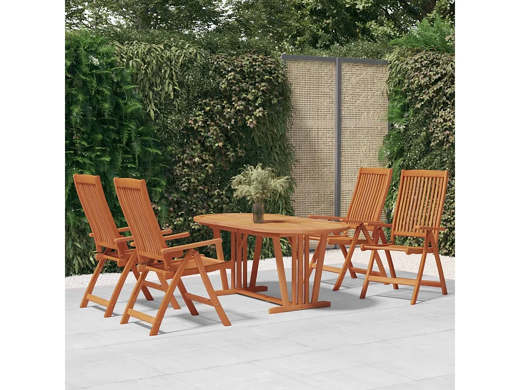 Tjalja  Ensemble à manger de jardin 5 pcs Bois d'eucalyptus massif