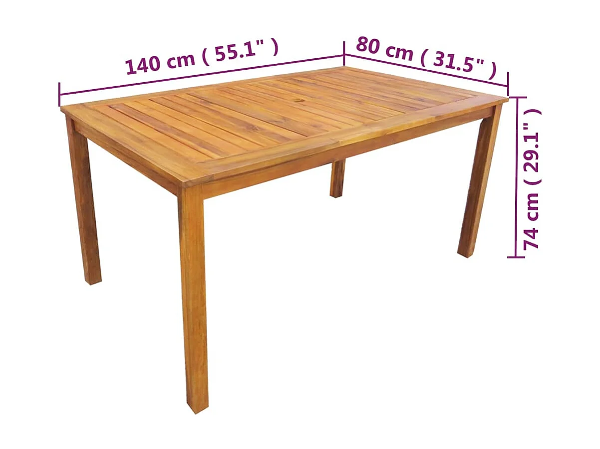 Eileen  Ensemble à manger d'extérieur 5 pcs Bois d'acacia solide