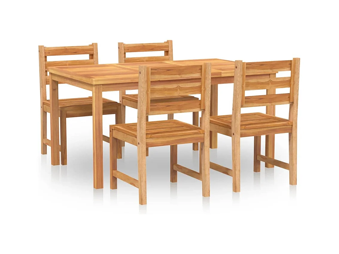 Addison Lee  Juego de comedor para jardín 5 piezas madera maciza de teca