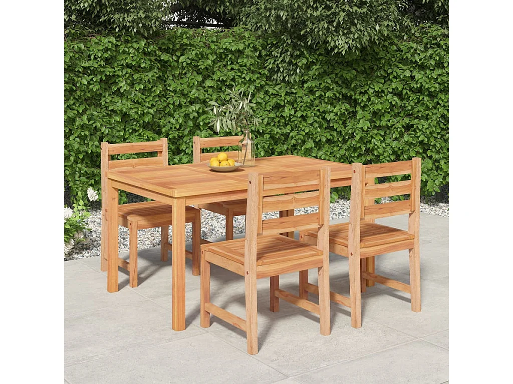Addison Lee  Ensemble à manger de jardin 5pcs Bois de teck massif