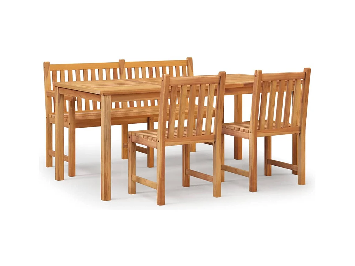 Reese  Ensemble à manger de jardin 4 pcs Bois de teck massif