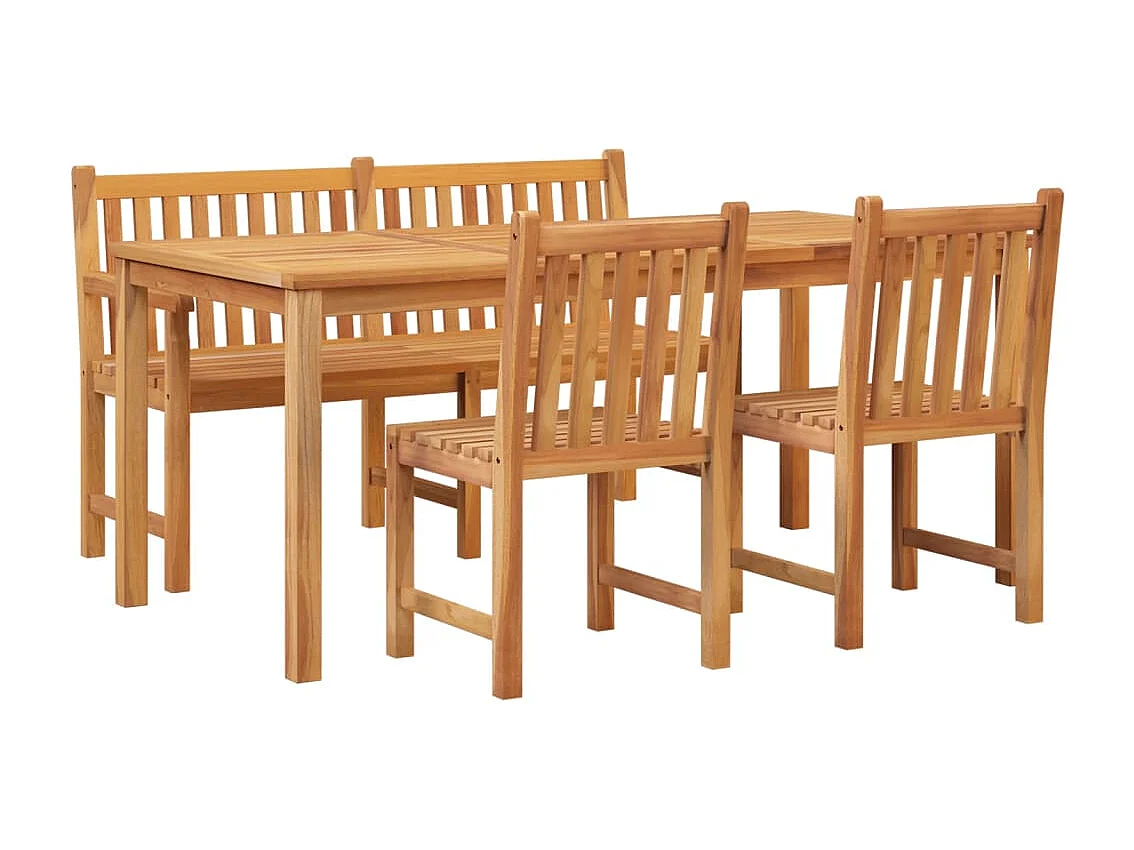 Reese  Ensemble à manger de jardin 4 pcs Bois de teck massif