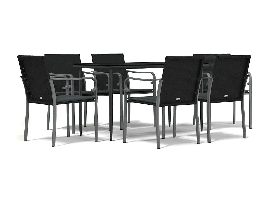 Tholen  Ensemble à manger de jardin 7 pcs coussins résine tressée acier